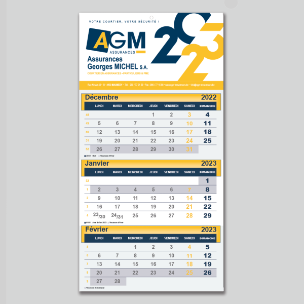 AGM - Calendrier 3 mois